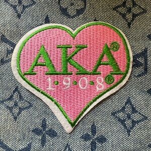 AKA Pink and Green Heart Iron On Patch
